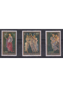 1972  San Marino Allegorie di Primavera Botticelli 3 valori nuovi Sassone 846-8